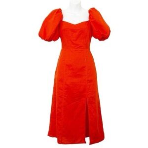 Banana Republic Burnt Orange/Red Puff Sleeve Dress